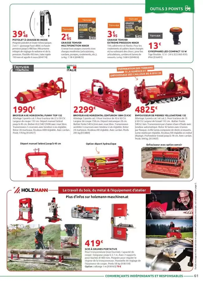 Motoculture et remorques du 1 mars au 31 mai 2025 - Catalogue page 61