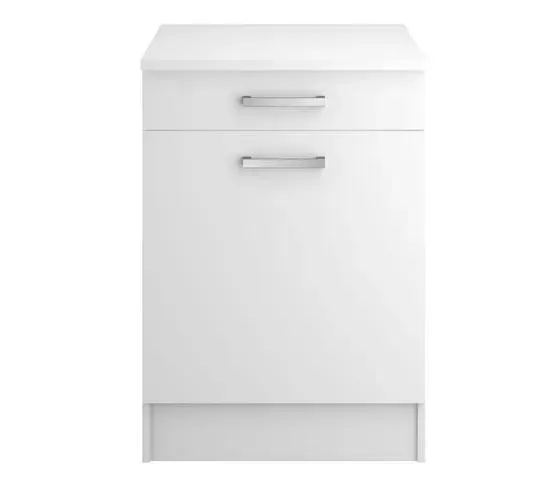 Bas 60 cm 1 porte 1 tiroir UNO blanc mat