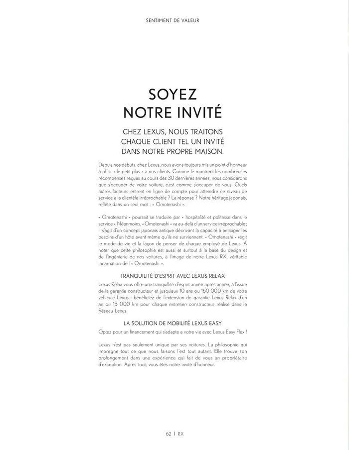 Lexus NOUVEAU RX du 24 juin au 28 février 2025 - Catalogue page 62