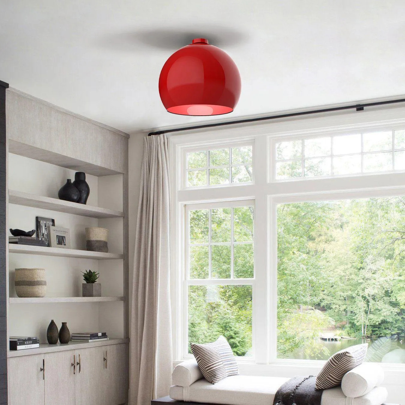 Plafonnier JOE (D40cm) en métal rouge