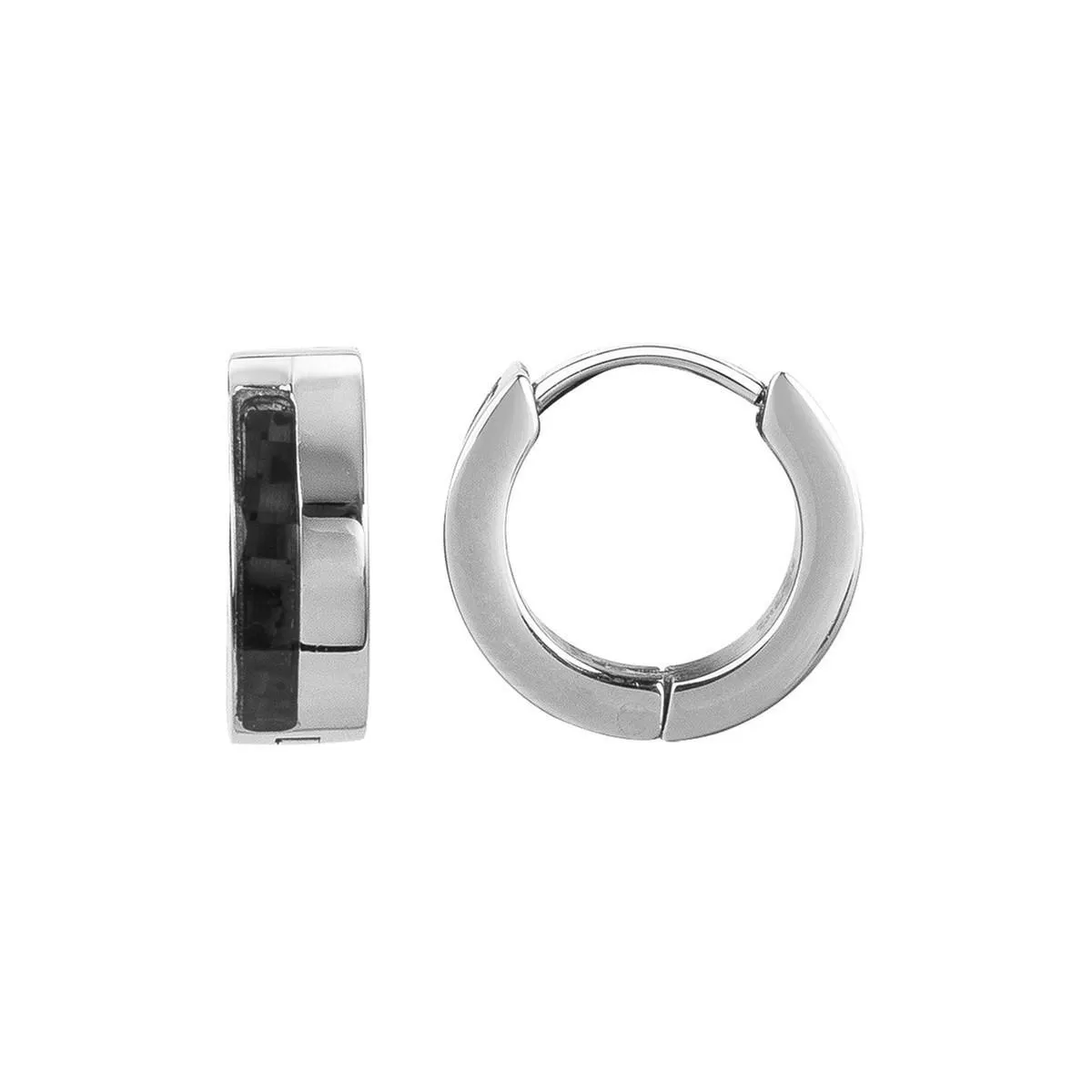 Créoles en Acier 316L et carbone - blanc brillant