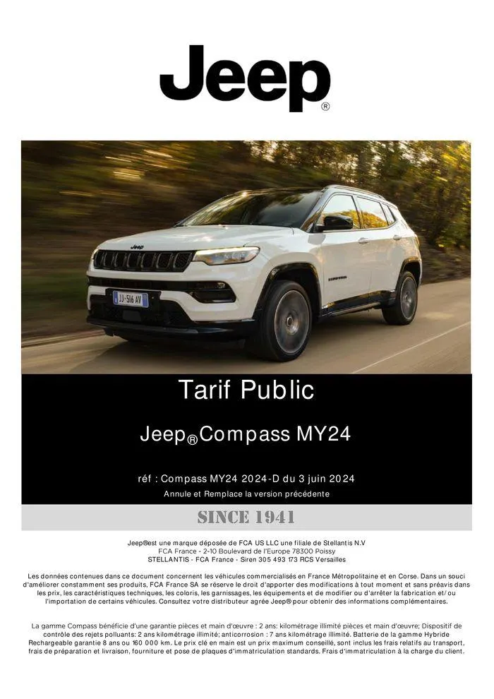 Jeep Compass MY24 du 9 septembre au 31 août 2025 - Catalogue page 1