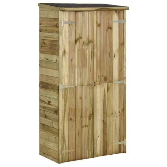 Armoire de jardin en bois de pin avec étagères et toit étanche 85cm – ComfortXL Outdoor Living