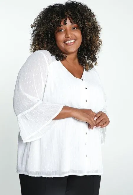 Blouse unie en plumetis avec lurex