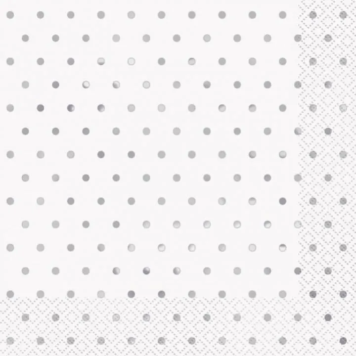 Lot de 16 serviettes intissé Cosmos blanc argent 33 x 33 cm