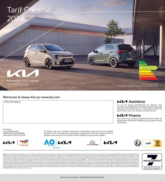 KIA Nouvelle Picanto - Price list du 23 juillet au 14 juillet 2025 - Catalogue page 1