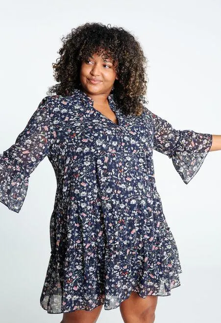 Robe tunique à motif floral avec lurex
