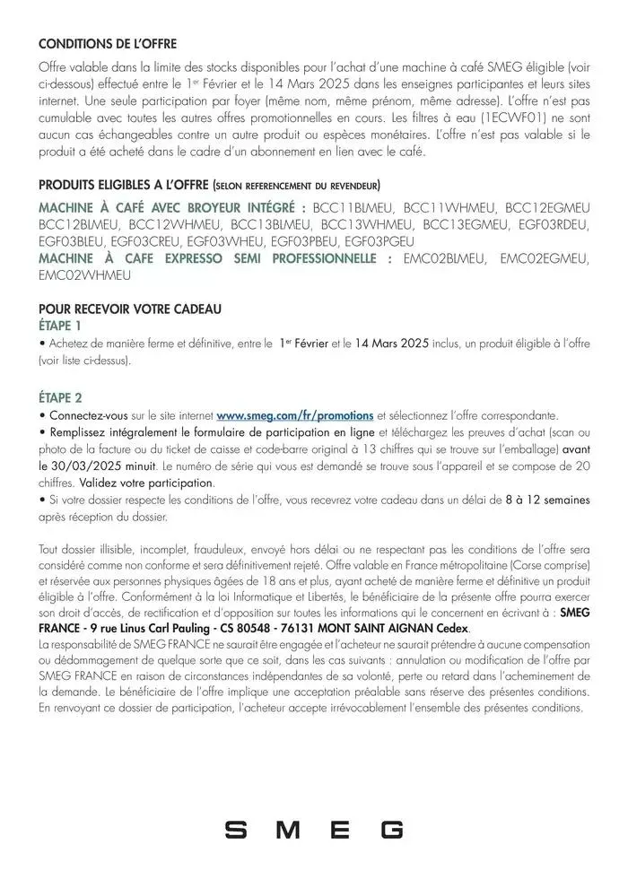 Smeg Offres 2 FILTRES À EAU SMEG D’UNE VALEUR DE 29,80 € du 5 février au 14 mars 2025 - Catalogue page 2