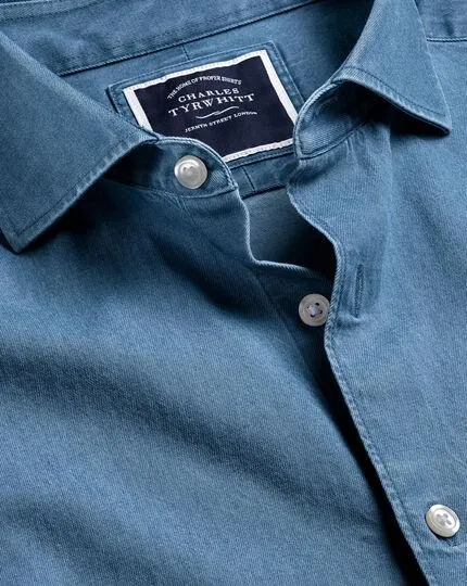 Cutaway Collar Denim Shirt - Ocean Blue