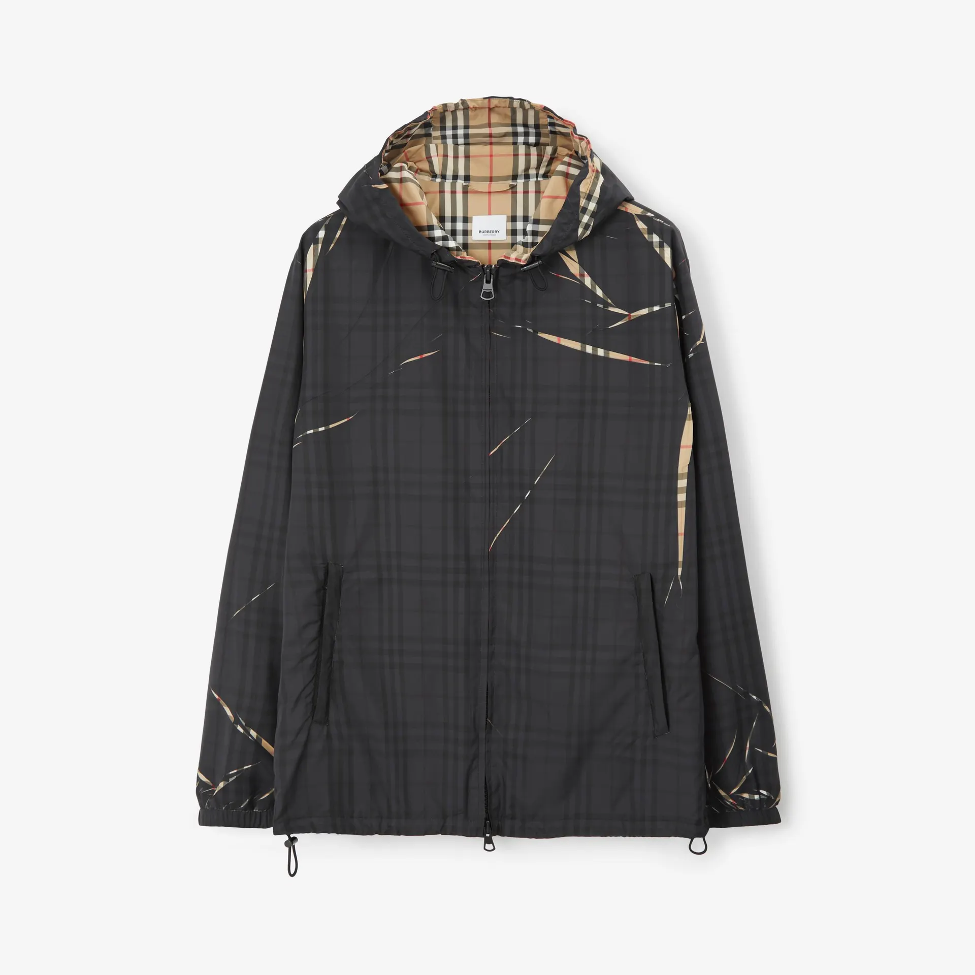 Sliced Check Hooded Jacket