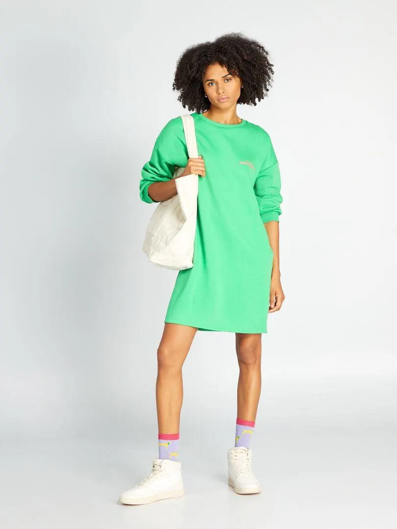 Robe sweat avec imprimé - Vert