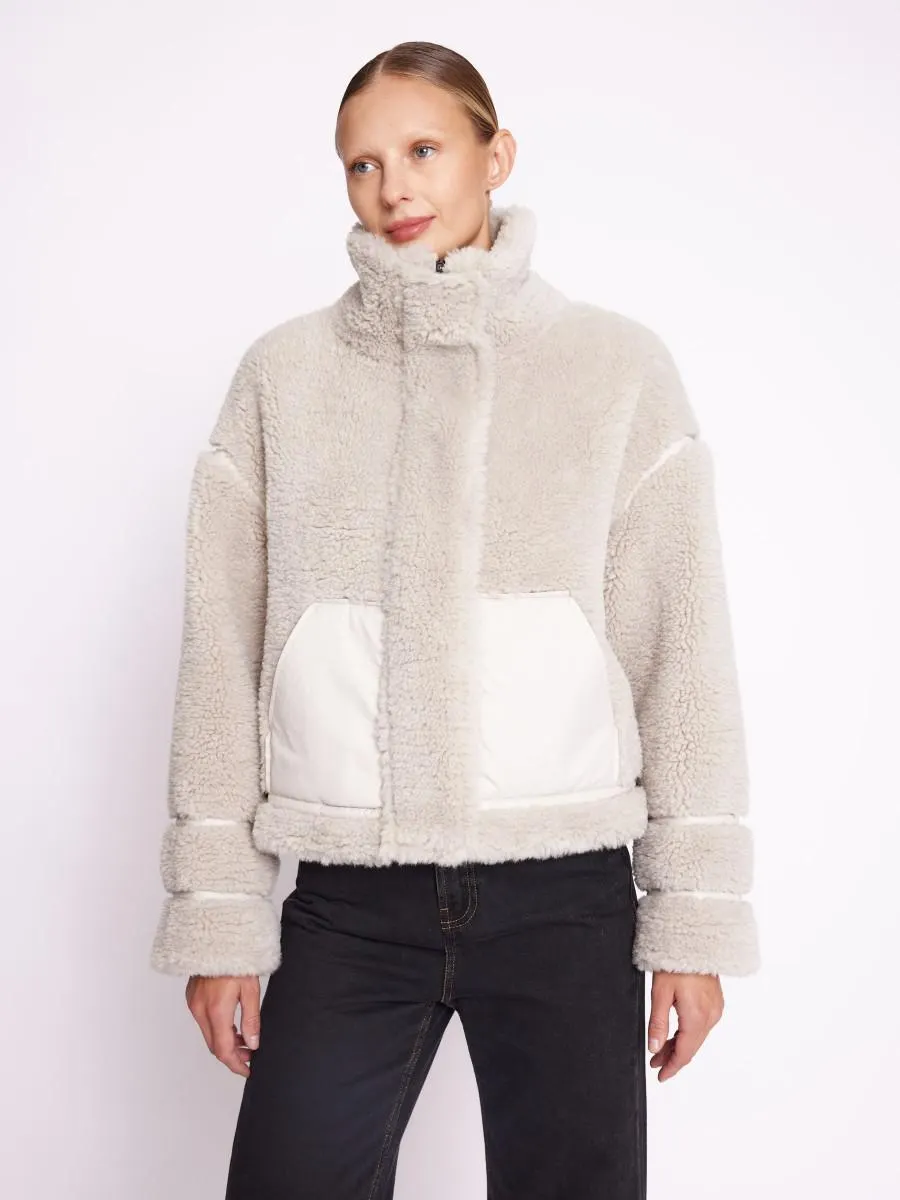 MAYLAN | Manteau gris en fausse fourrure