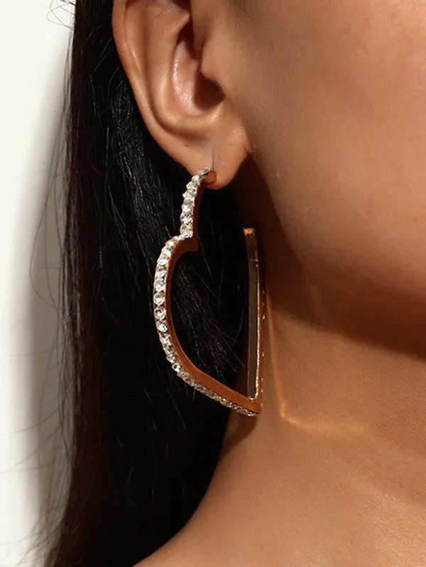 Boucles D'Oreilles Forme de Cœur en Strass