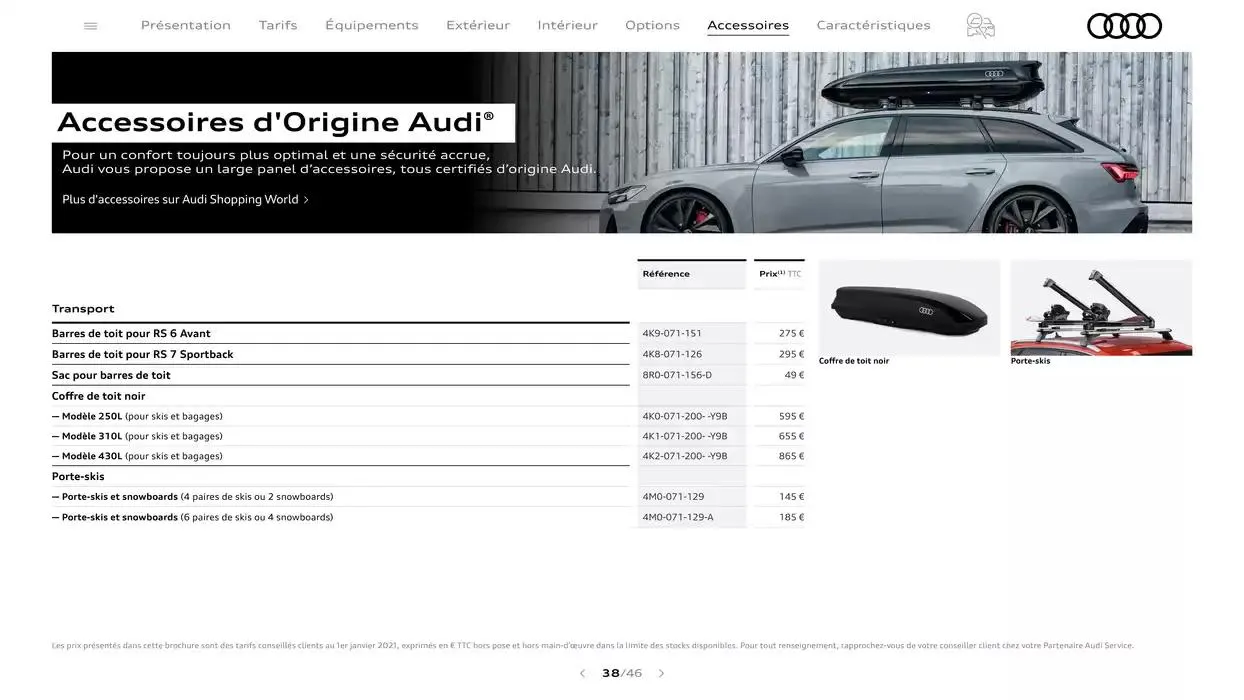 Audi RS 6 performance / RS 7 performance du 7 janvier au 31 janvier 2026 - Catalogue page 38