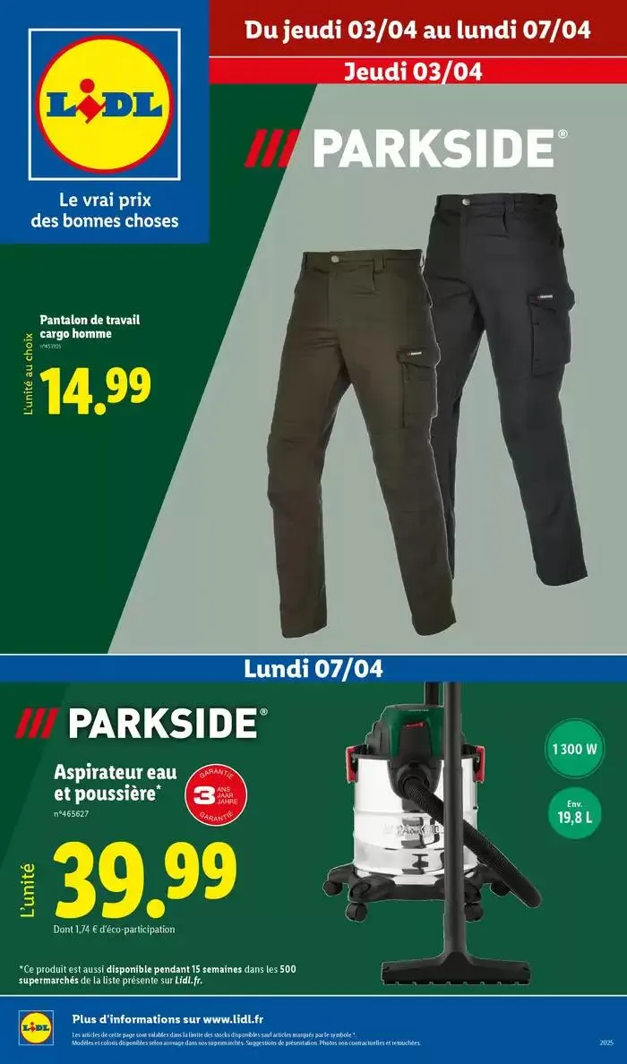 Parkside est le meilleur allié pour tous vos projets de bricolage, profitez-en ! du 3 avril au 7 avril 2025 - Catalogue page 1
