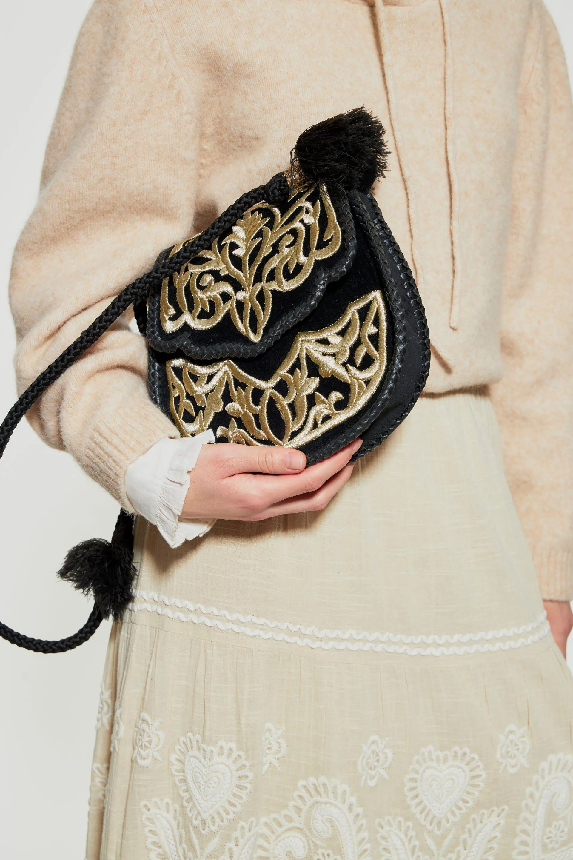 Petit sac en velours brodé Borgio