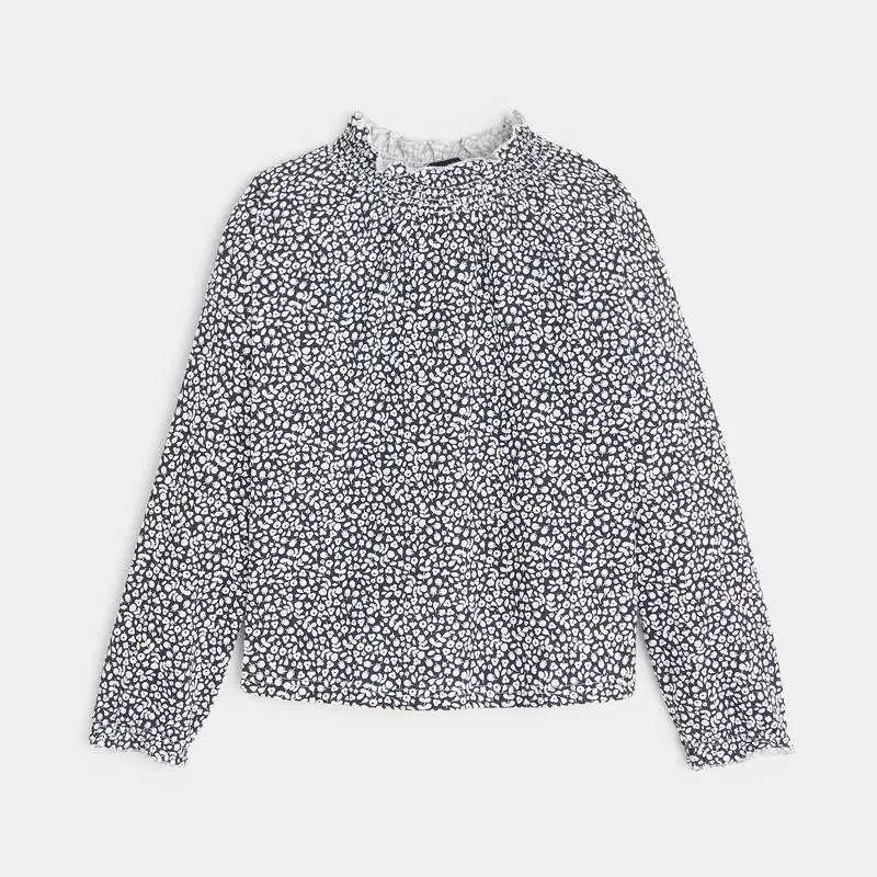 T-shirt imprimé à col montant bleu fille