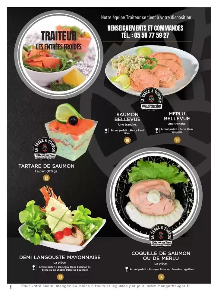 CARTE TRAITEUR PERMANENTE du 3 janvier au 31 décembre 2025 - Catalogue page 29