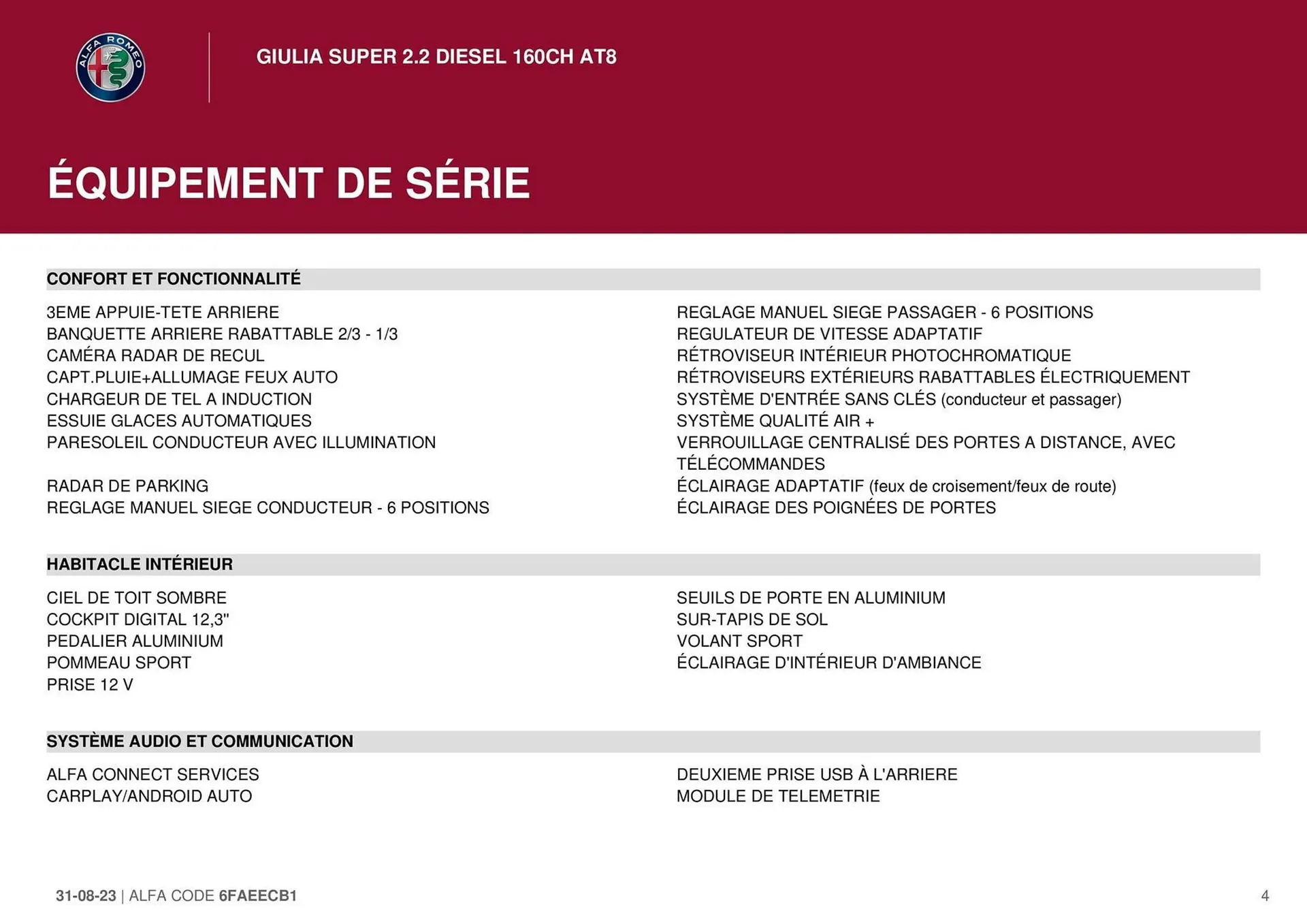 Catalogue Alfa Romeo du 31 août au 30 septembre 2023 - Catalogue page 4