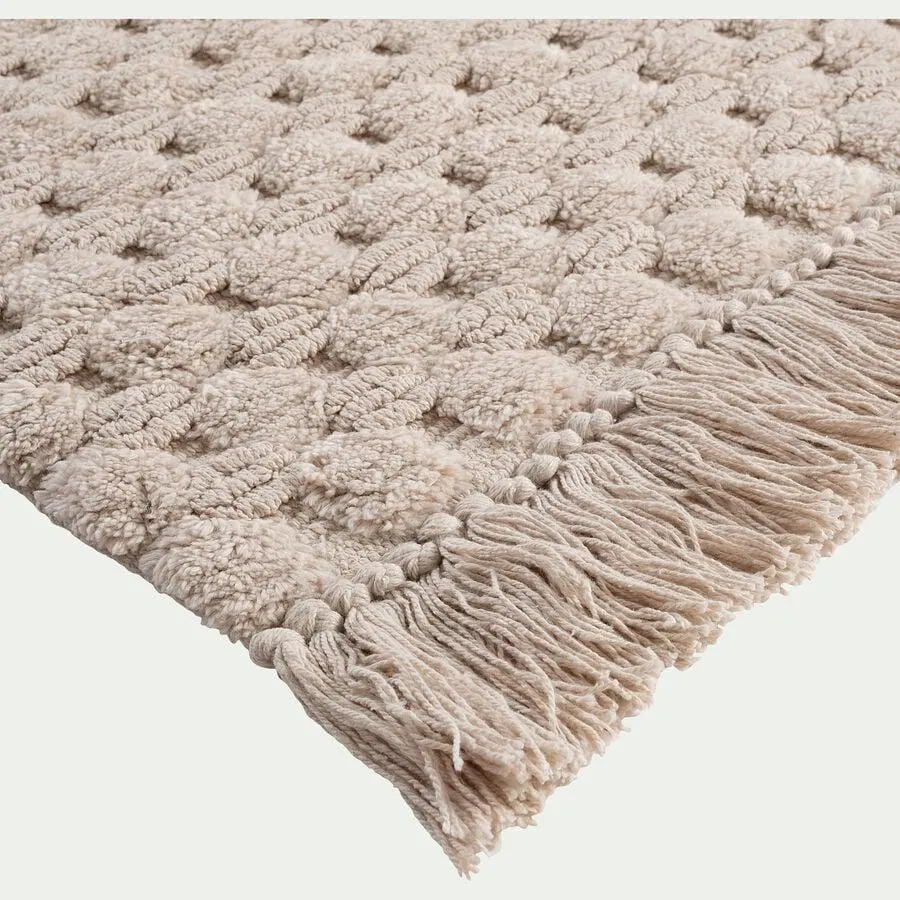 Tapis de bain point bulle en coton 50x80cm - beige