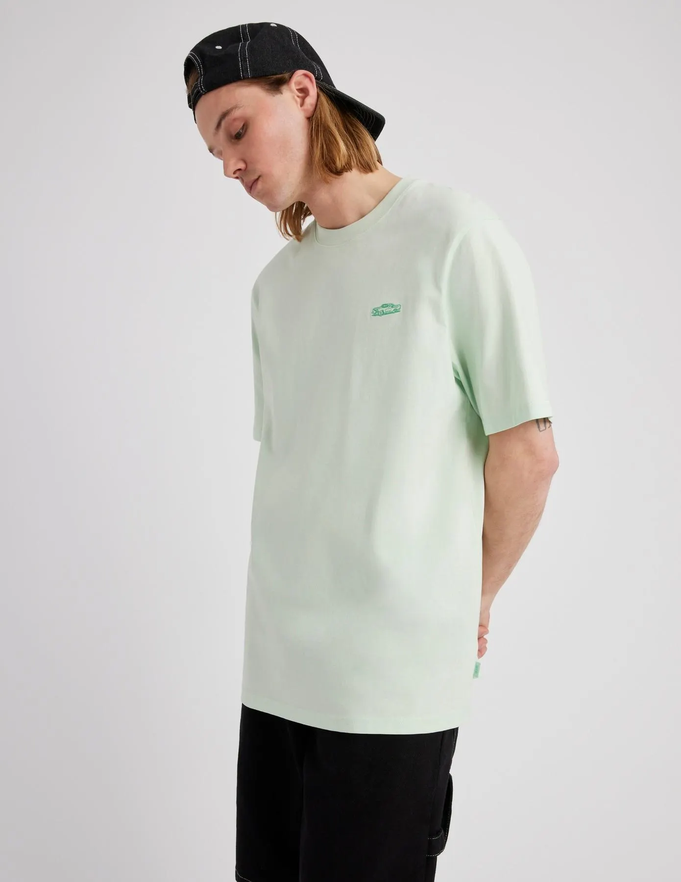 T-shirt broderie poitrine - Vert clair