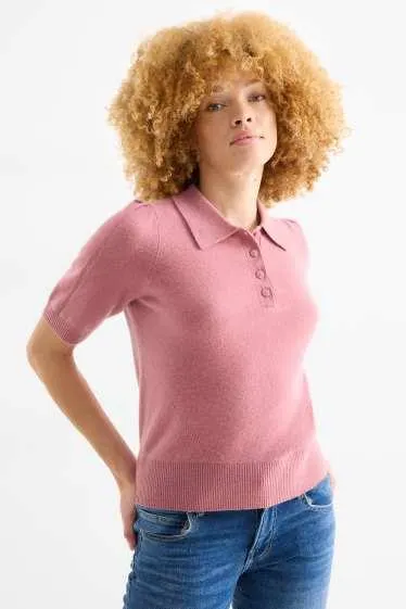 Knitted cashmere jumper - short sleeve
