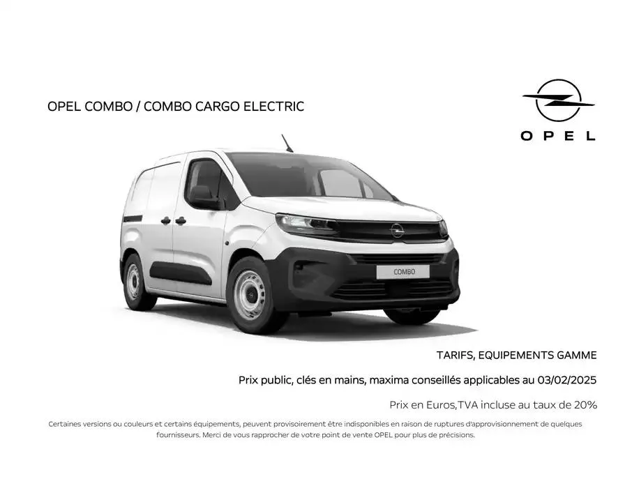 Opel Combo Cargo du 5 mars au 5 mars 2026 - Catalogue page 1
