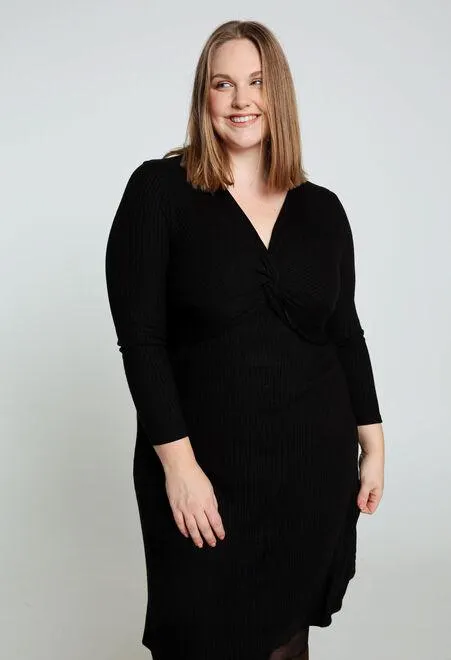 Robe en maille chaude côtelée