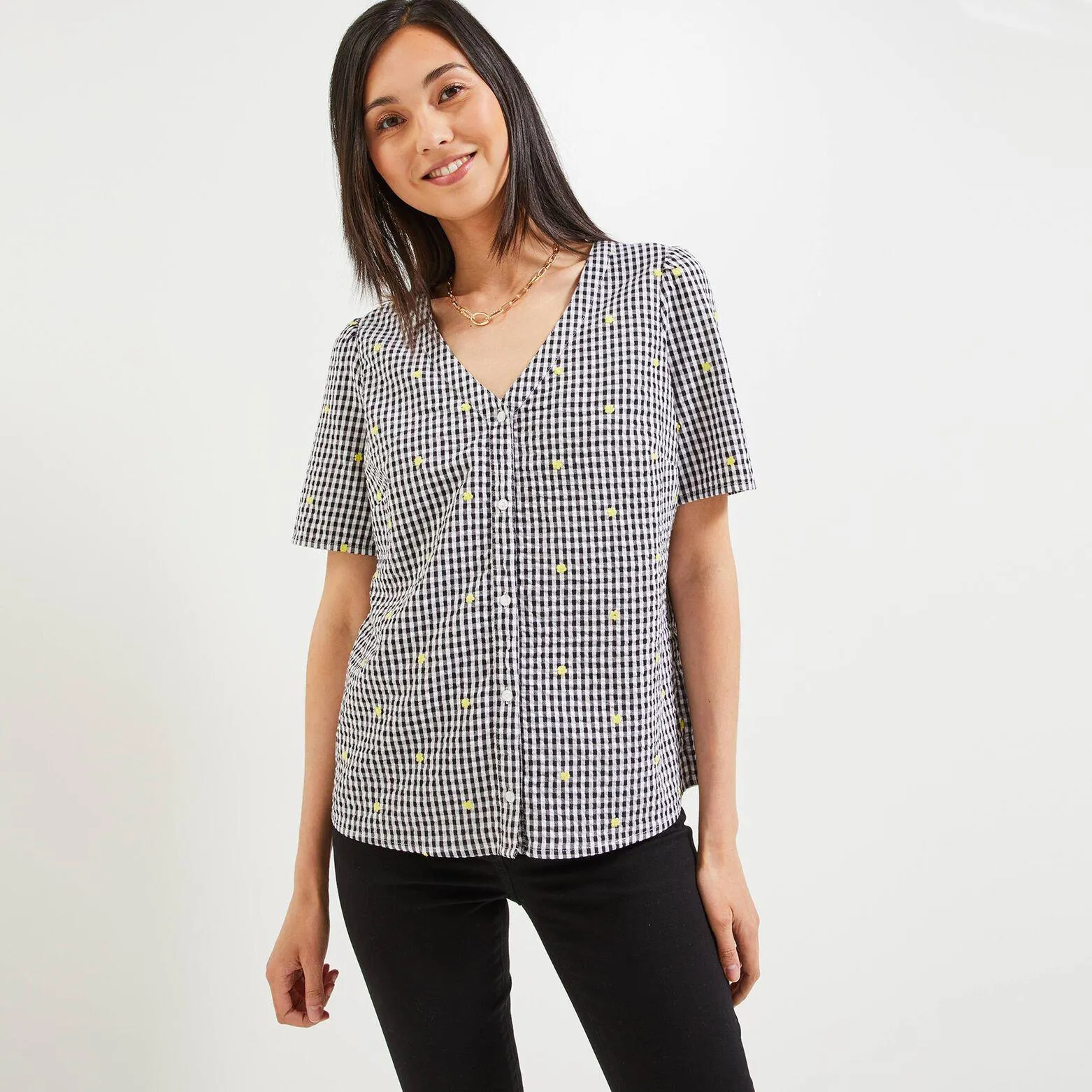 Chemise brodée femme