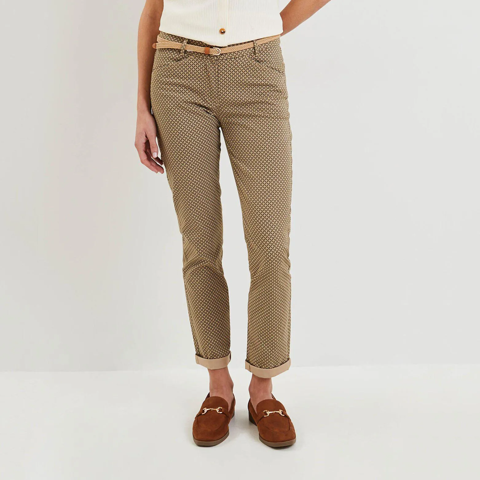 Pantalon chino imprimé femme