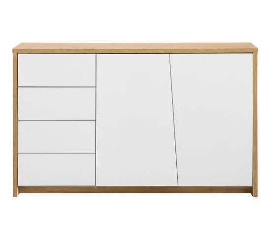 Buffet 2 portes ESSENTIAL Imitation chêne et blanc