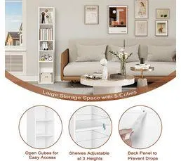 WOLTU Bibliothèque Étagère.colonne Avec 5 Casiers Ouverts.meuble De Rangement.30x26x151cm.blanc