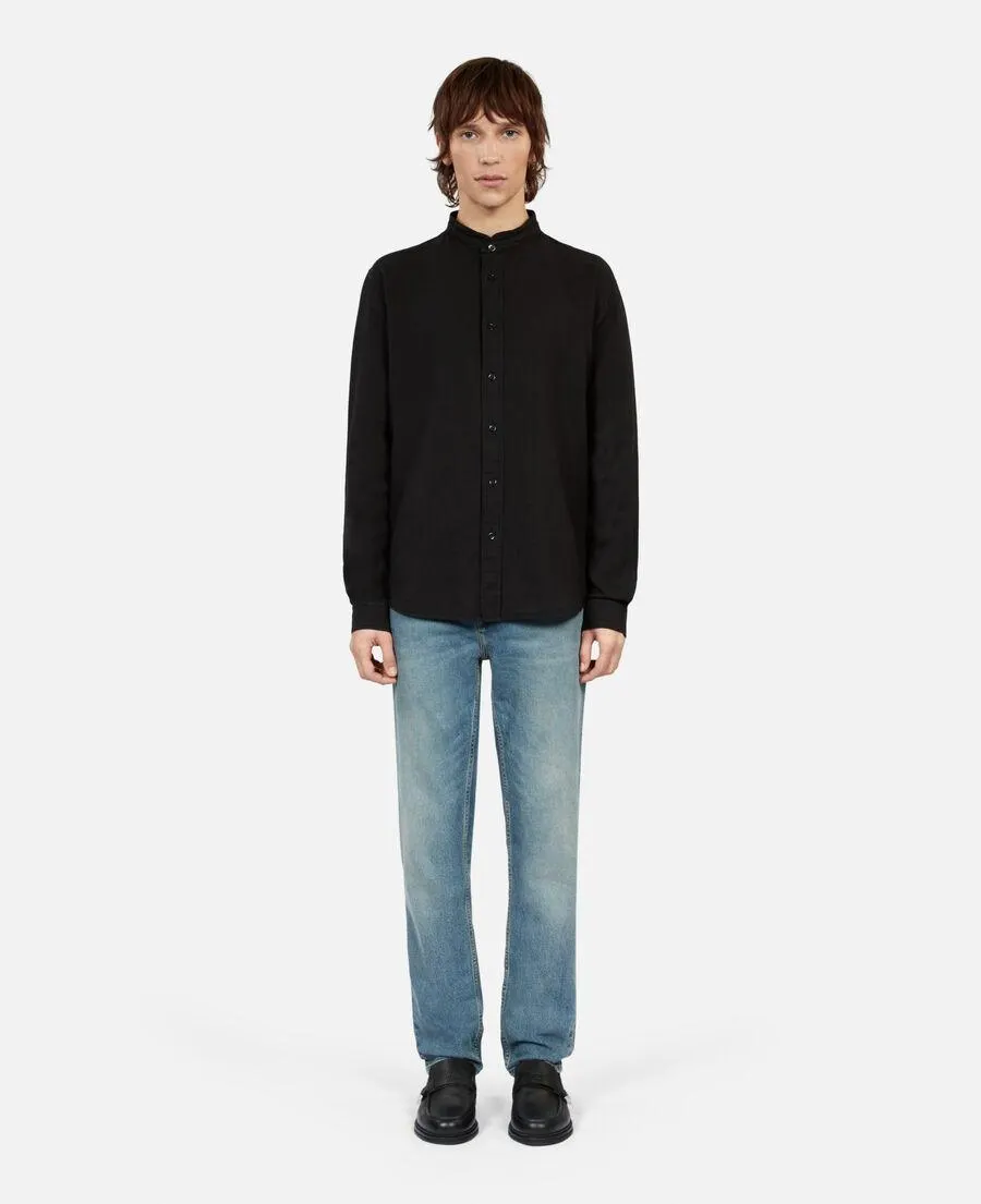Chemise en coton et lin noire