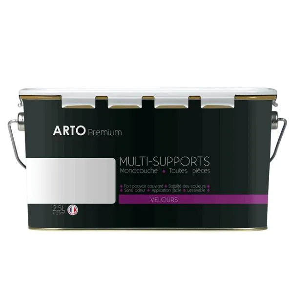 Peinture ARTO premium multi - supports murs, plafonds, boiseries, plinthes et radiateurs blanc velours 2,5 L
