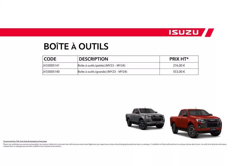 ISUZU SPACE N60B Accessoires du 15 octobre au 15 octobre 2025 - Catalogue page 39