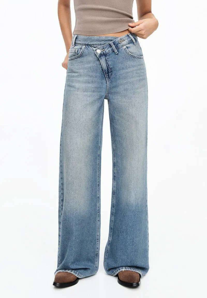 WIDE WITH CROSSOVER WAIST - Jean flare - blue denim