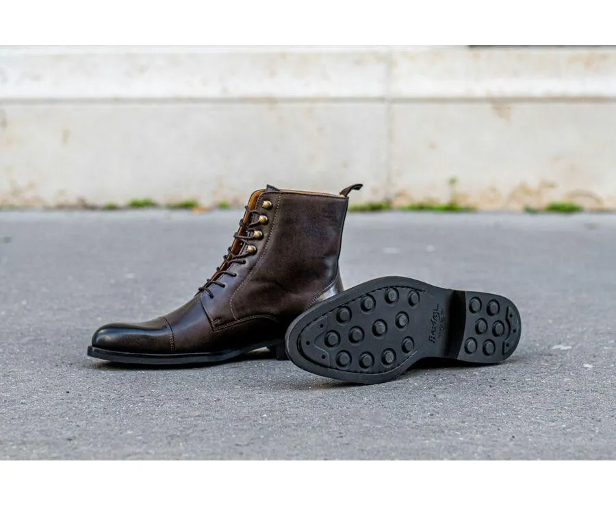 Derby boots homme à lacets Chocolat patiné - ENFIELD II GOMME CITY