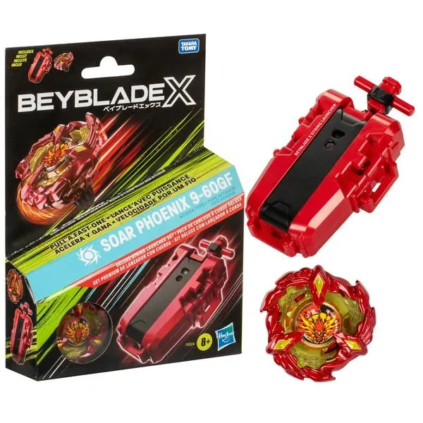 Beyblade X - Pack Toupie X Soar Phoenix 9-60GF avec lanceur à corde deluxe