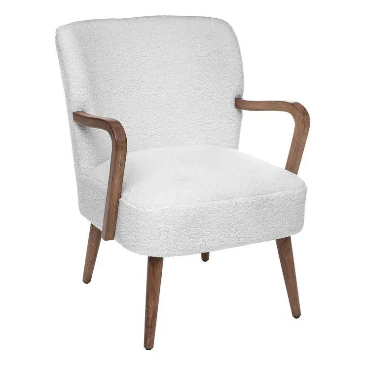 FAUTEUIL BLANC ACCOUDOIR BOUCLE CHIARA