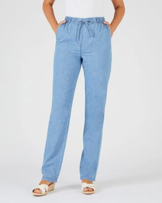 Pantalon tissu chambray
