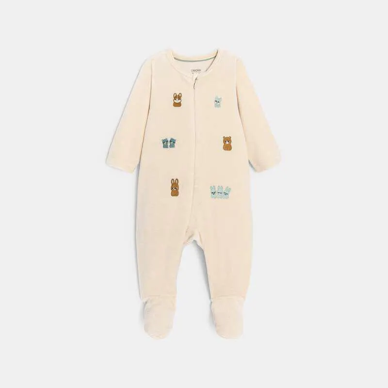 Dors-bien velours côtelé beige bébé garçon