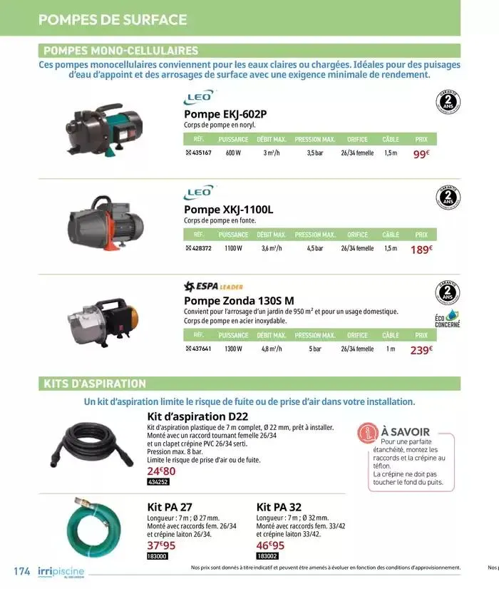 Les plaisir de l'eau Piscine,Spa,Arrosage du 10 mars au 31 décembre 2025 - Catalogue page 174