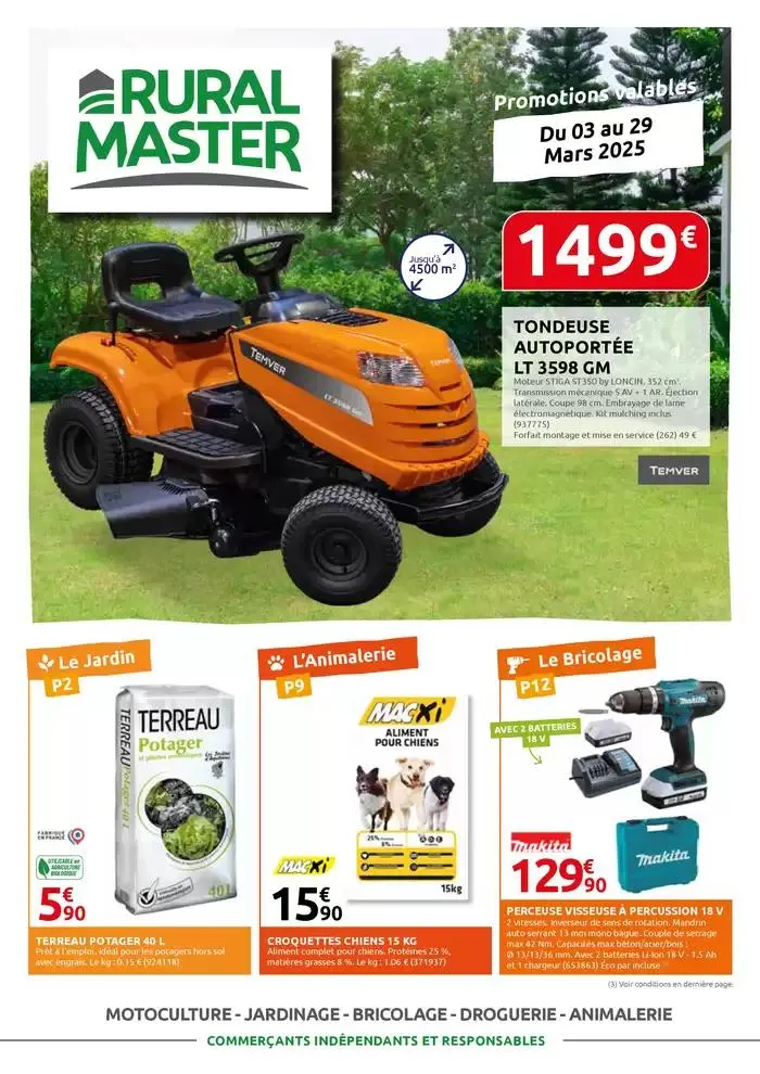 MOTOCULTURE - JARDINAGE - BRICOLAGE - DROGUERIE - ANIMALERIE du 3 mars au 29 mars 2025 - Catalogue page 1