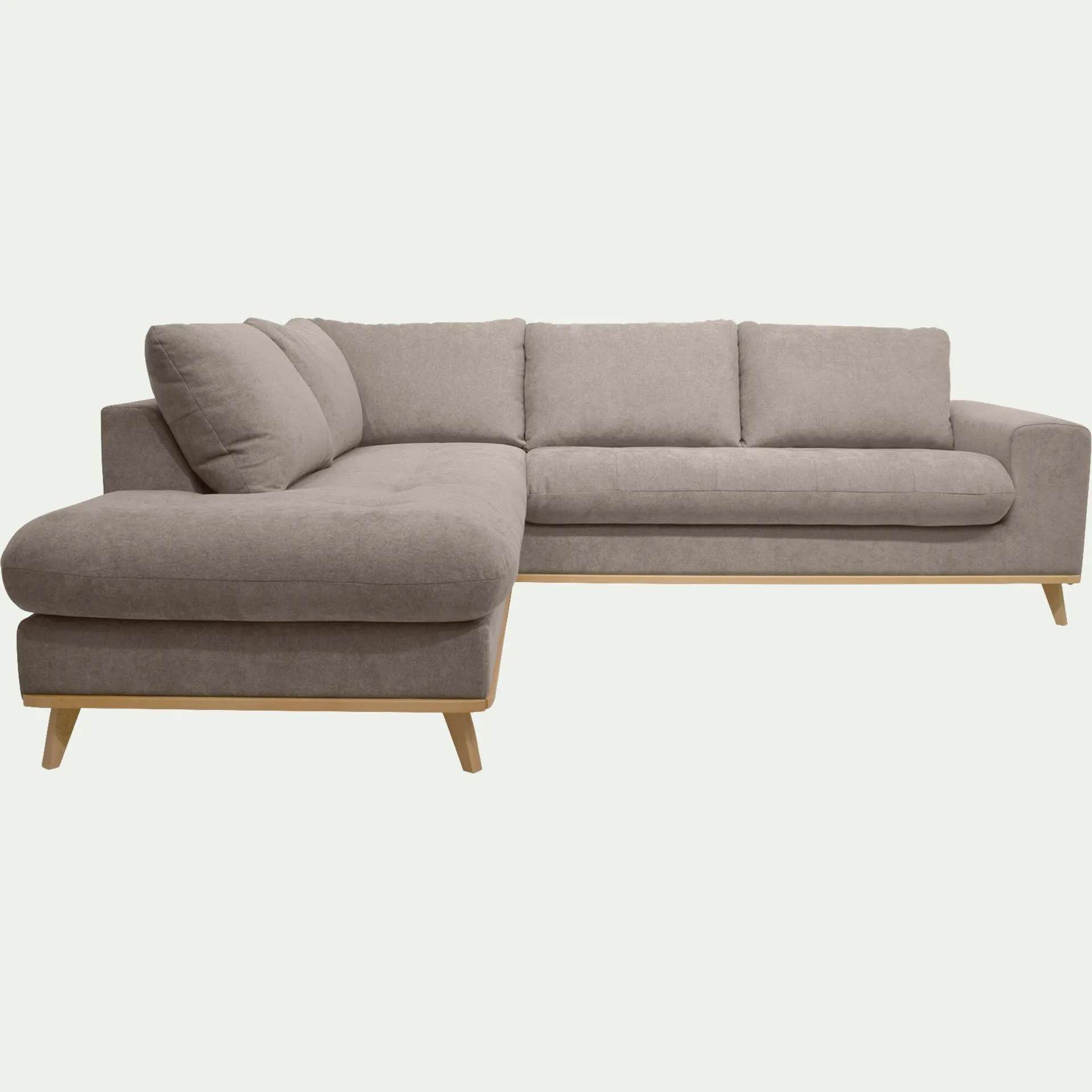 Canapé d'angle gauche fixe en tissu storm - taupe