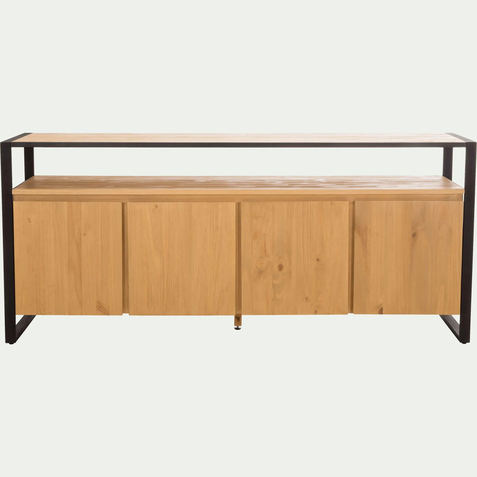 Buffet 4 portes en pin massif et métal noir