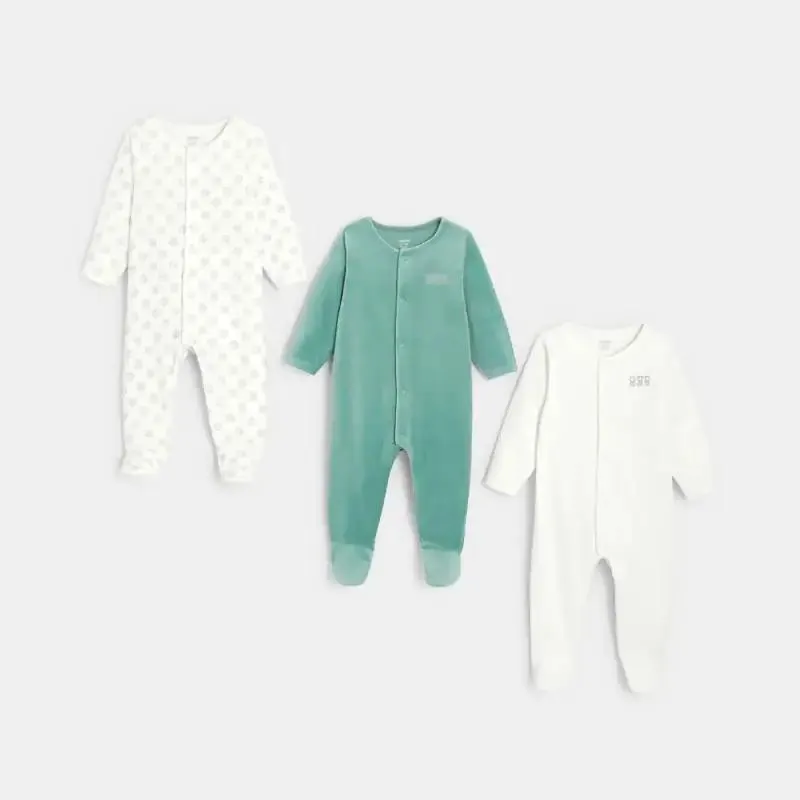 Dors-bien velours (lot de 3) blanc naissance