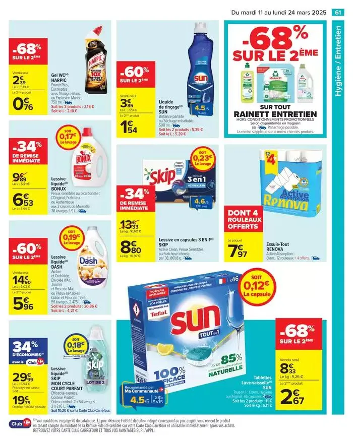 LES JOURS MEILLEURS AVEC LES PRODUITS CARREFOUR du 11 mars au 24 mars 2025 - Catalogue page 63