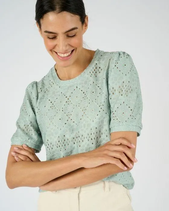 T-shirt en maille ajourée effet dentelle