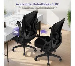 AIRCHROS Fauteuil De Bureau Ergonomique, 150 kg, noir