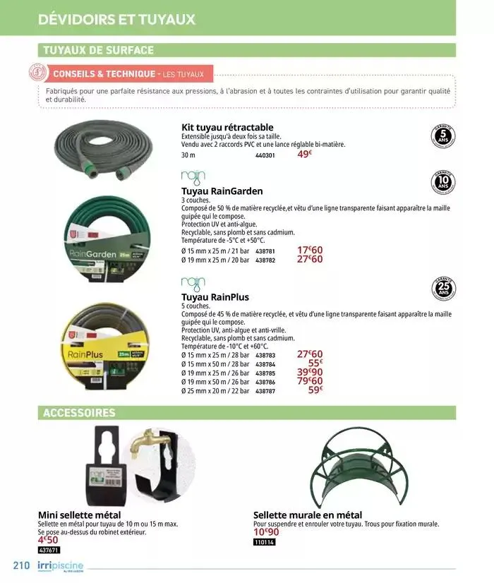 Les plaisir de l'eau Piscine,Spa,Arrosage du 10 mars au 31 décembre 2025 - Catalogue page 210